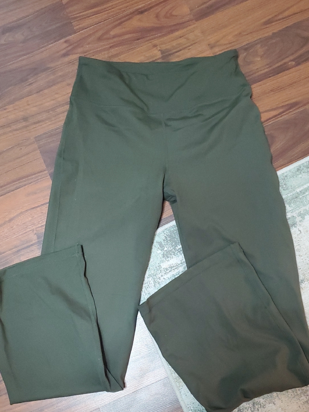 High-Rise Olive Green Flare Leggings for Women